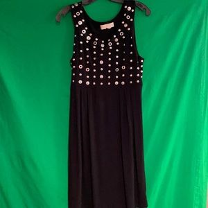 KORS black jersey silver studded bodice dress